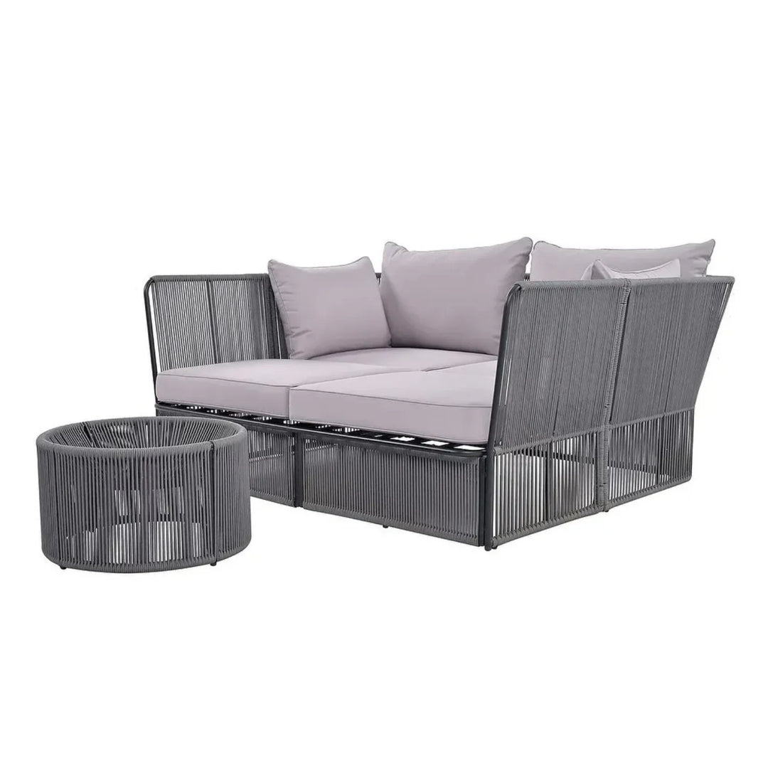 Bilha Outdoor Rope 2 Seater Patio Daybed With Side Table