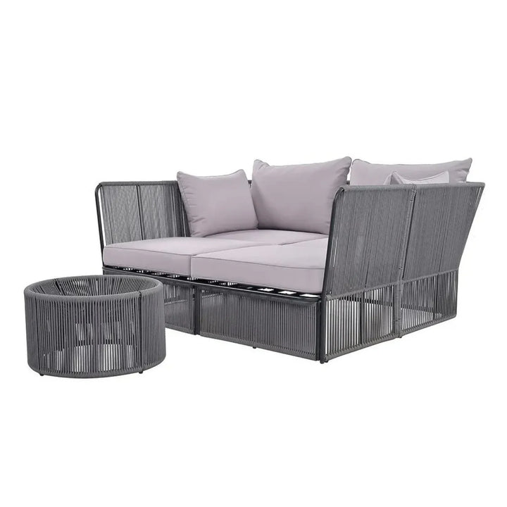 Bilha Outdoor Rope 2 Seater Patio Daybed With Side Table