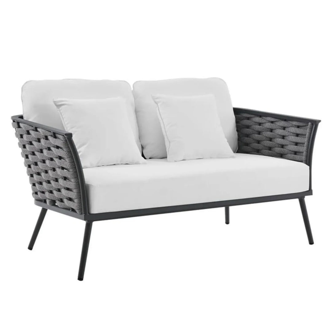 Persephone 4 Piece Outdoor Rope Sofa Set with Wooden Top Table