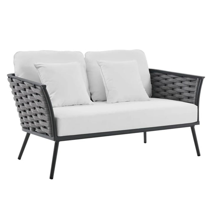 Persephone 4 Piece Outdoor Rope Sofa Set with Wooden Top Table