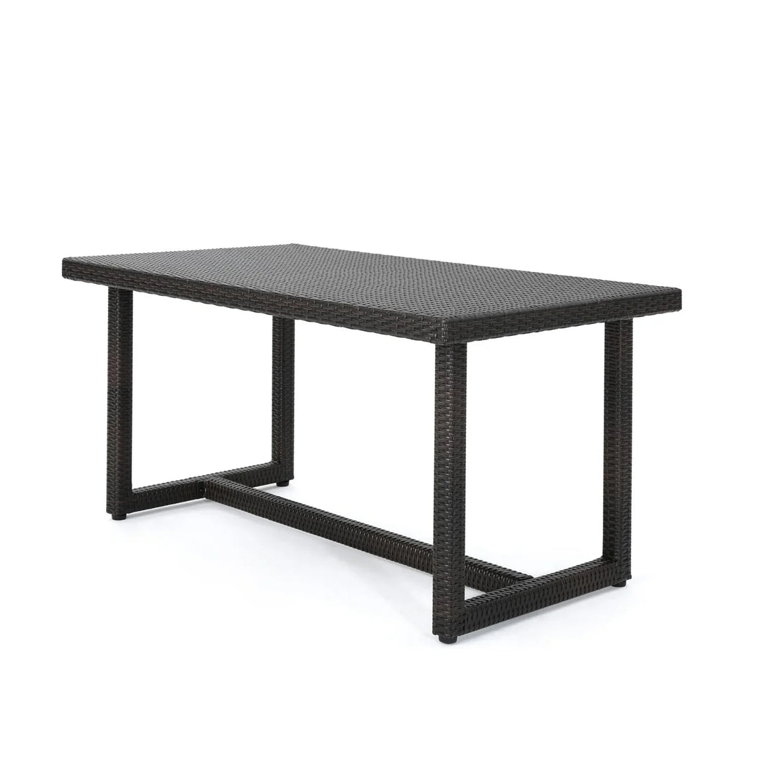 Sokhna Outdoor Rattan Wicker Patio Table (Dark Brown)