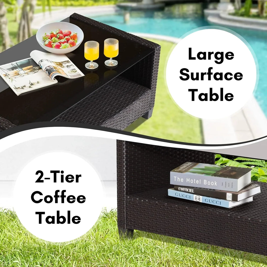 Yashasvi Outdoor 5 Piece HDPE Wicker Conversation Sofa Set