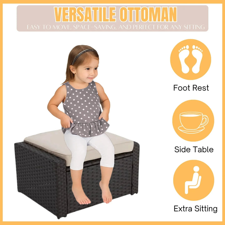 Romilly Outdoor Wicker 5-Piece Patio Sofa Set