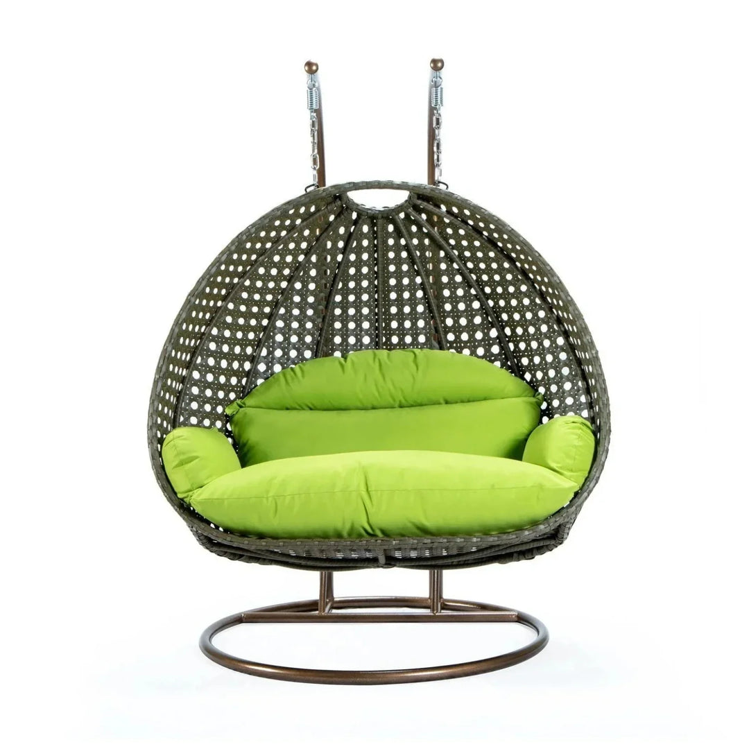 Chunhua Double Seater Hanging Swing Chair (Dark Brown/Green)