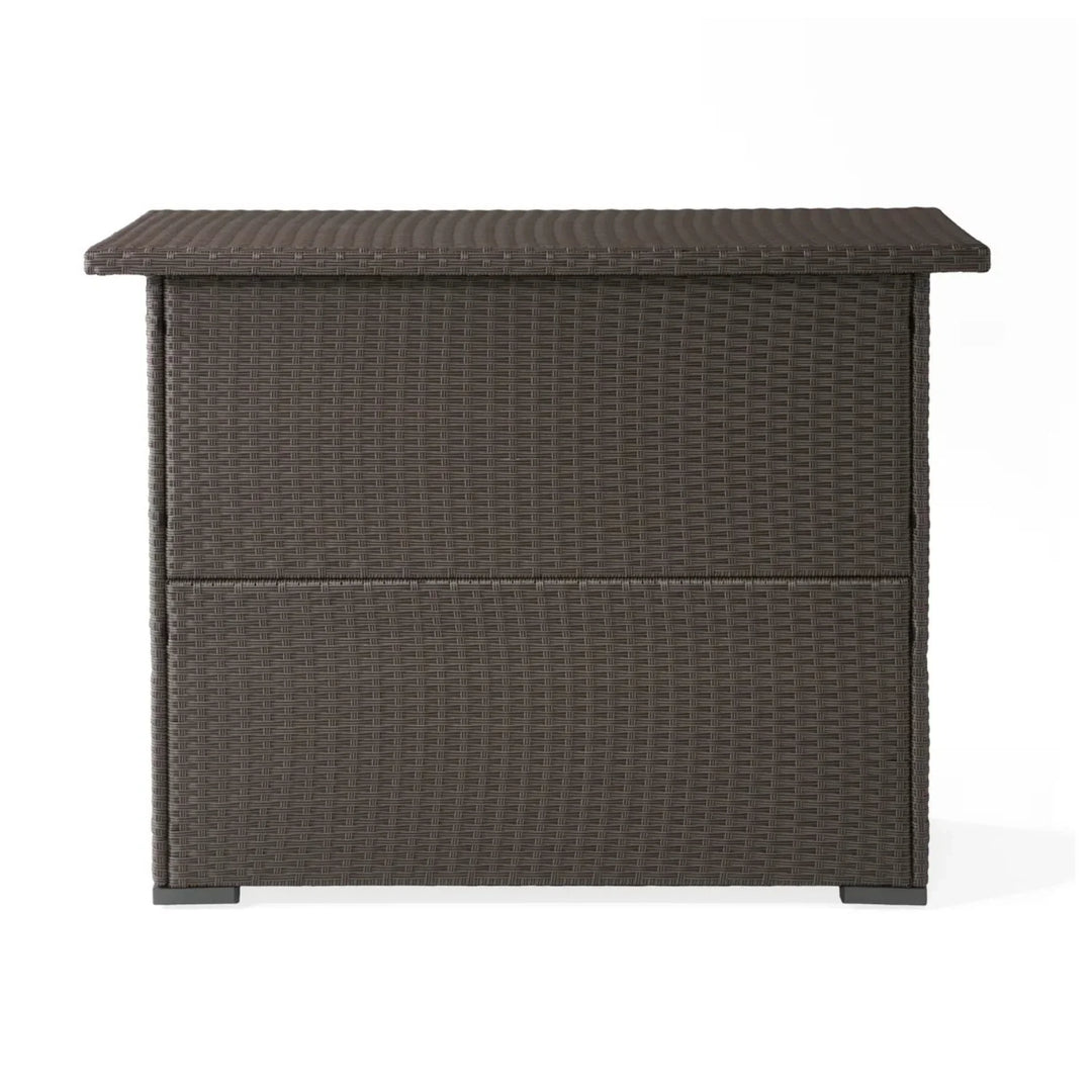 Rocio Outdoor Rattan Wicker Bar Table With Storage Selves