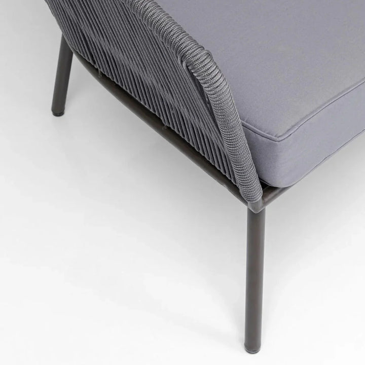 Zariah Outdoor Rope 5-Seater Patio Sofa Set with Glass Top Table (Grey)