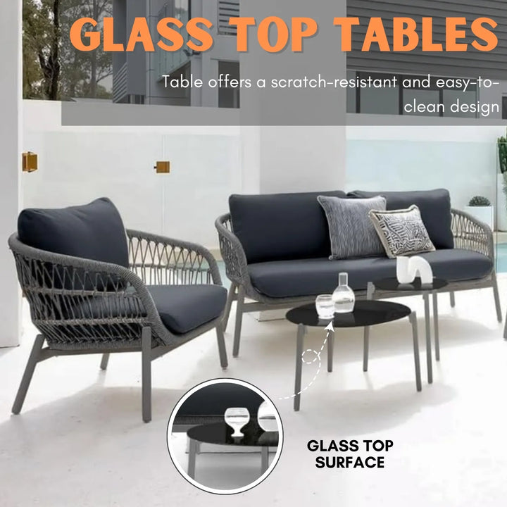 Komal Outdoor 4 Seater Rope Conversation Sofa Set