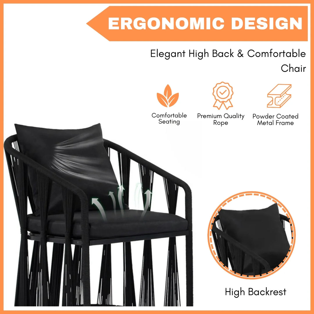 Greer Outdoor Rope 3-Piece Patio Set