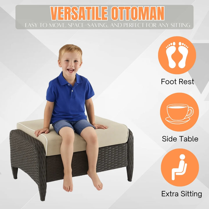 Hemangini Outdoor 4 Piece Patio Wicker Furniture Set