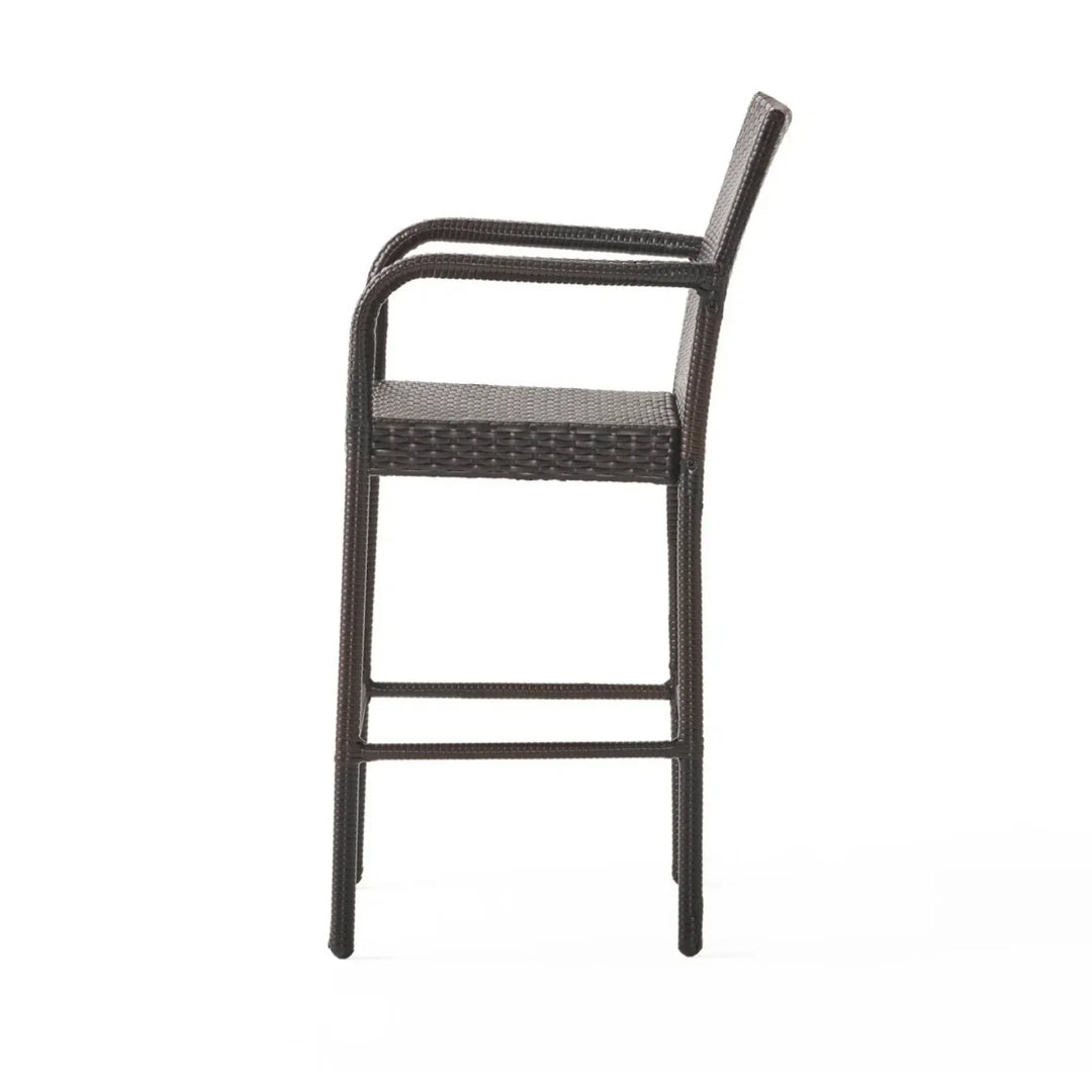 Pauline 5-Piece Outdoor Rattan Wicker Bar Set with Wicker Top Table