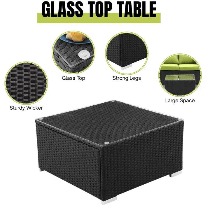 Clementine 6-Piece Outdoor Conversation Set (Black/Green)