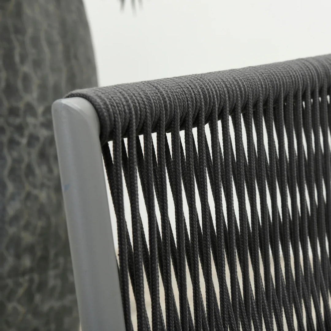 Teresa 5-Seater Outdoor Rope Patio Sofa Set with Glass Top Tables (Black & Grey)