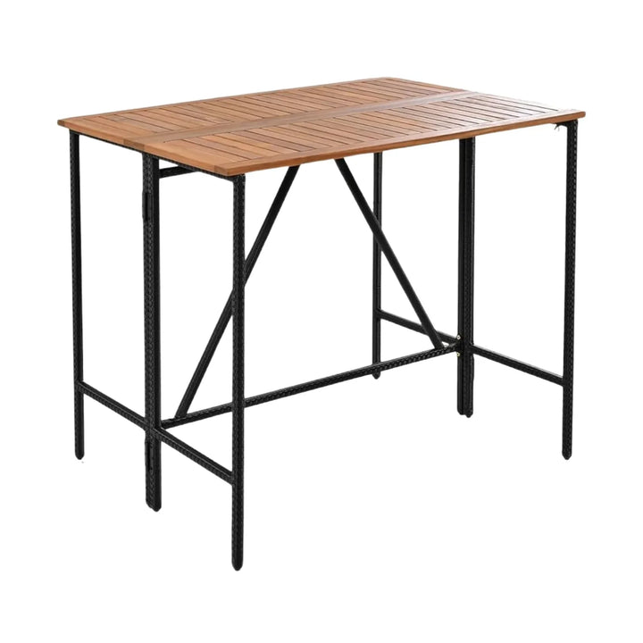 Mirabelle 5-Piece Outdoor Rattan Wicker Bar Set with Wooden Top Table