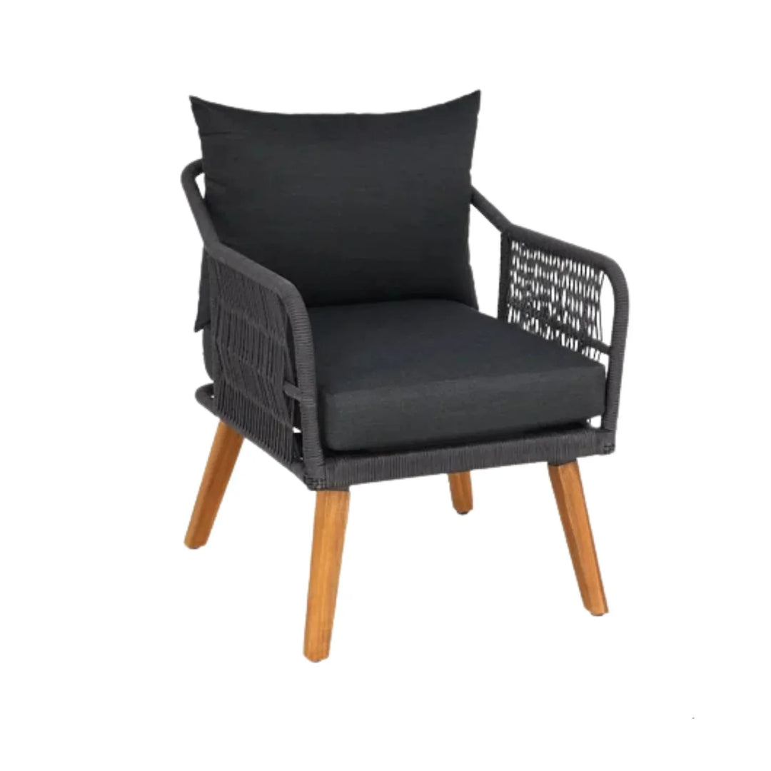 Riley 4-Piece Outdoor Rope Patio Furniture Set with Wood-Top Table