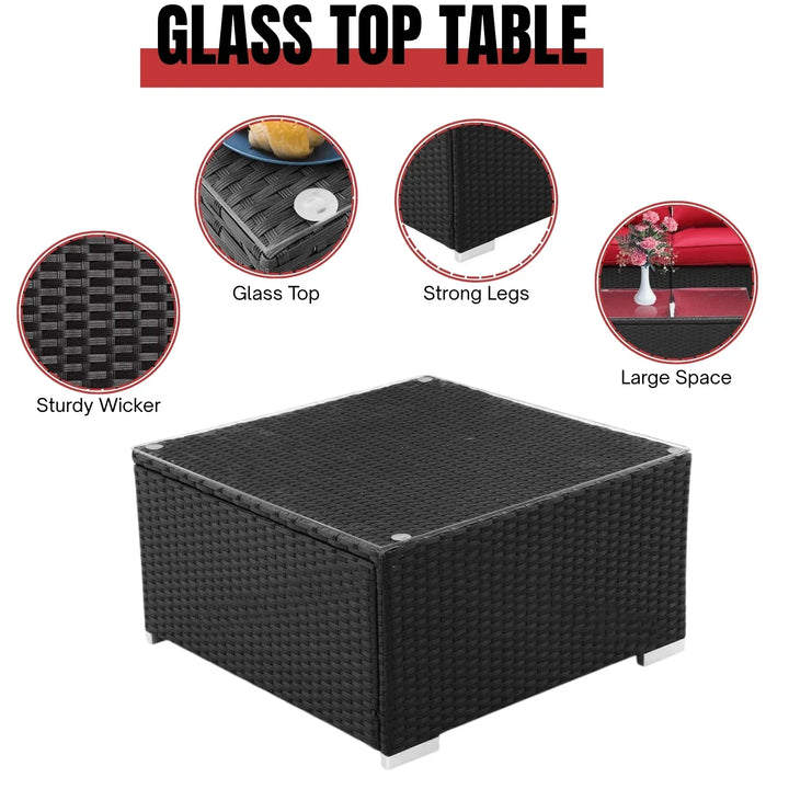 Hadley 6-Piece Outdoor Conversation Set (Black/Red)