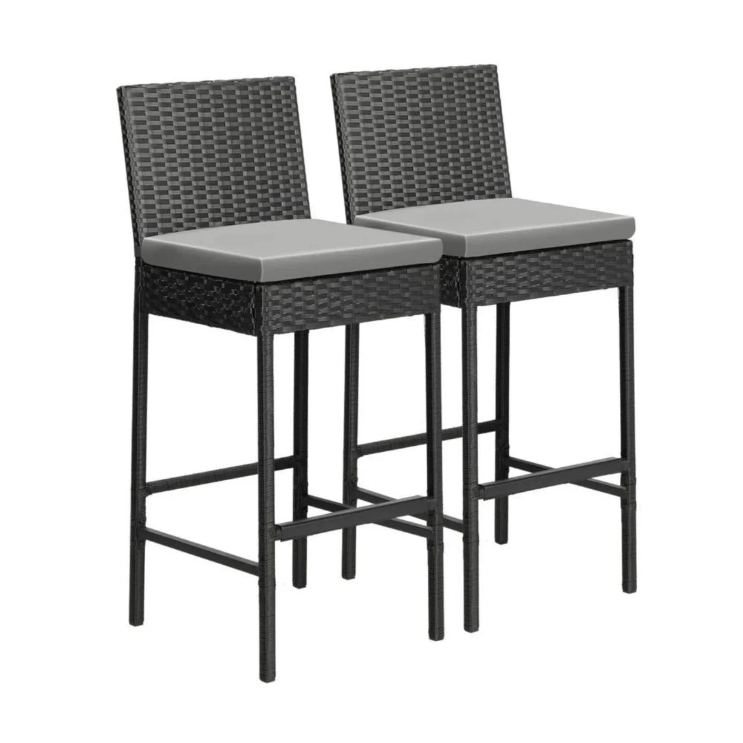 Coraline 3-Piece Outdoor Rattan Wicker Bar Set with Glass Top Table