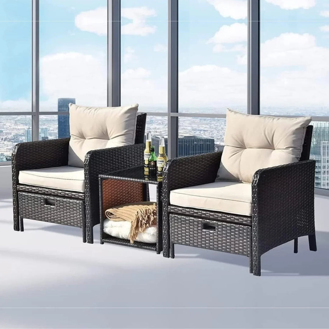 Geetika Outdoor 5 Piece Patio Wicker Furniture Set