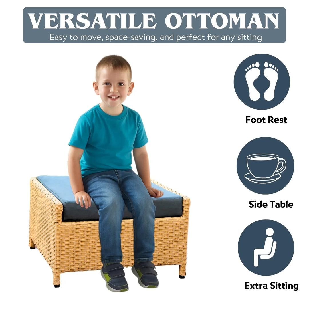 Dhanvi Outdoor 5 Piece Patio Wicker All Weather Sectional Furniture Set