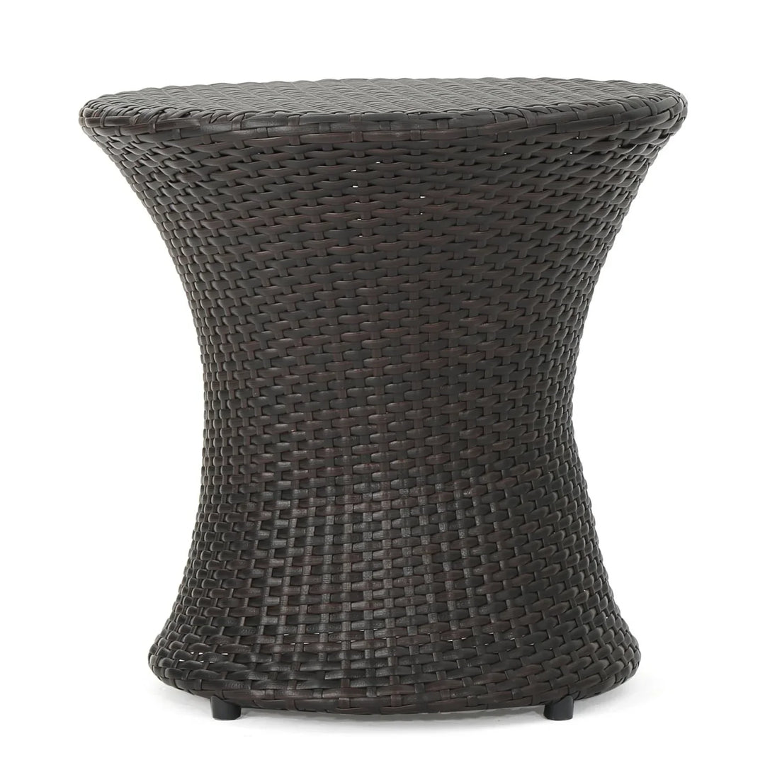 Faustine Outdoor Wicker Round Patio End Table
