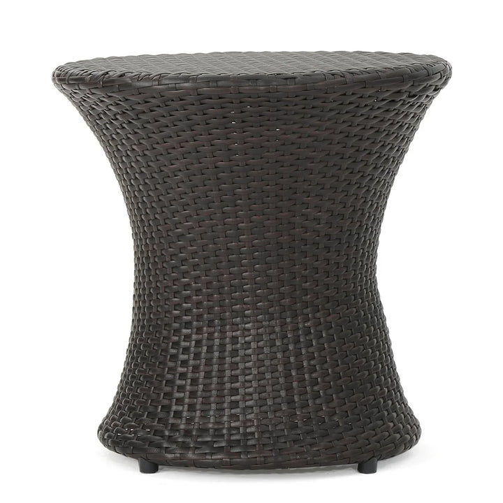 Faustine Outdoor Wicker Round Patio End Table