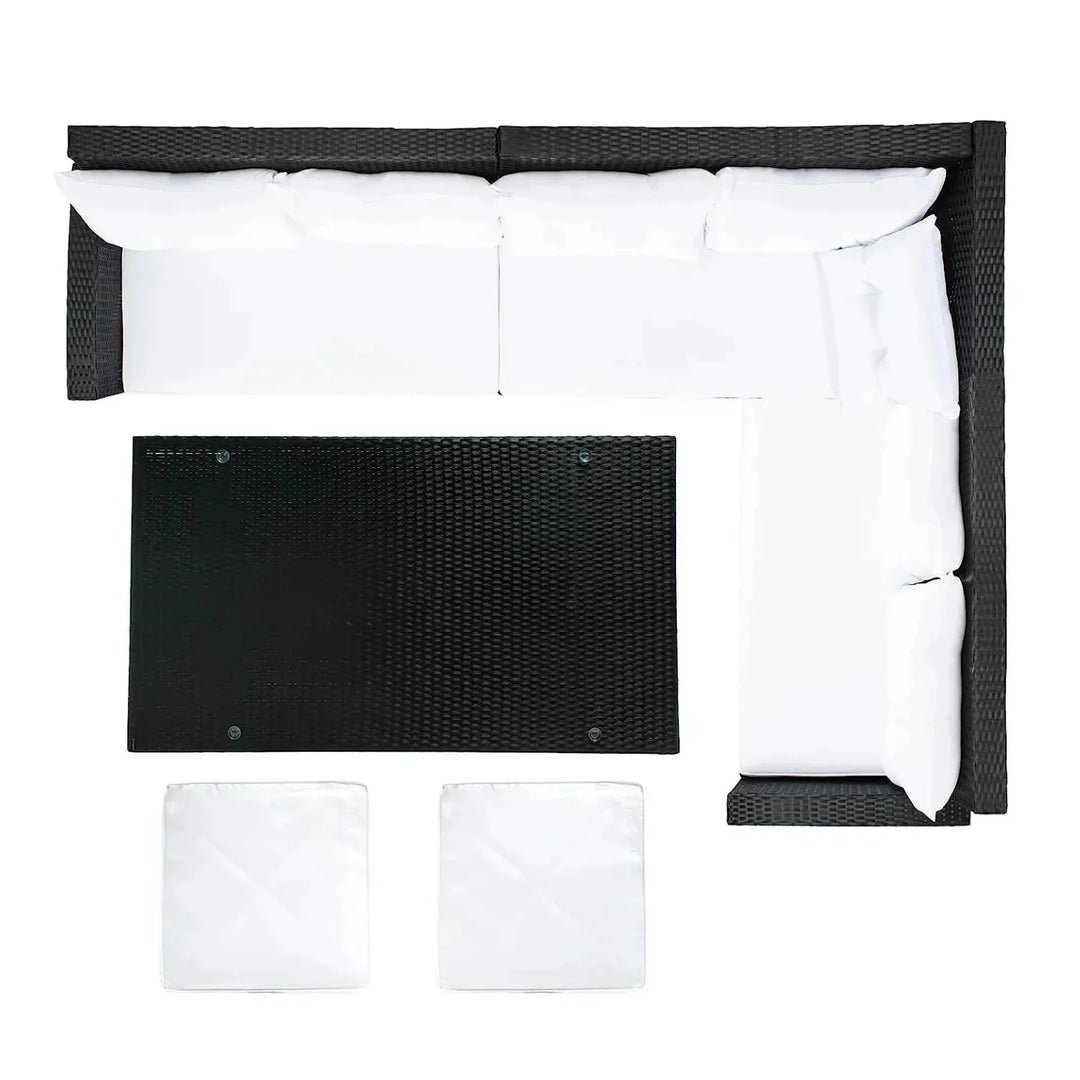 Agnieszka 5-Piece Wicker Patio Conversation Set (Black/White)