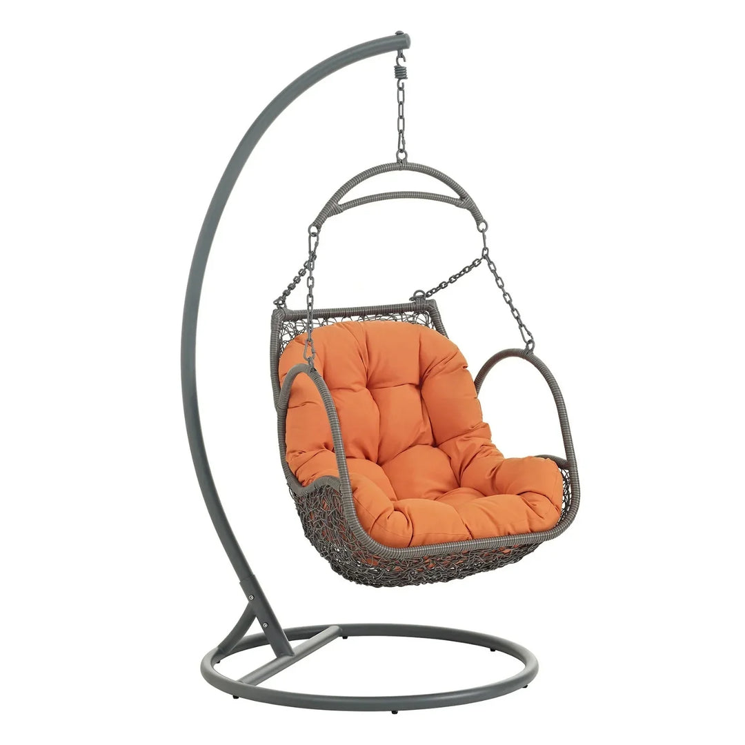 Folake Outdoor Rattan Wicker Hanging Swing Chair with Cushion
