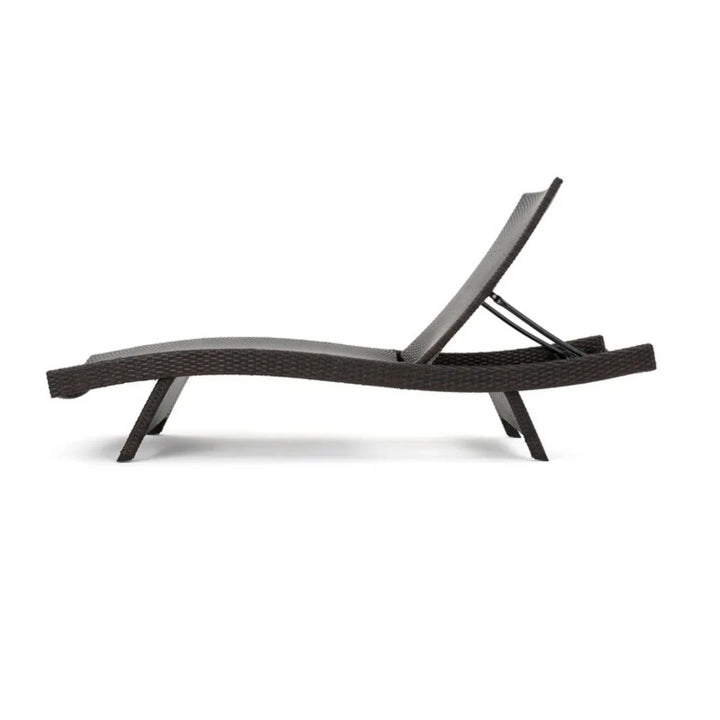 Udita Outdoor All-Weather HDPE Wicker Rattan Sunlounger Recliner with Side Table