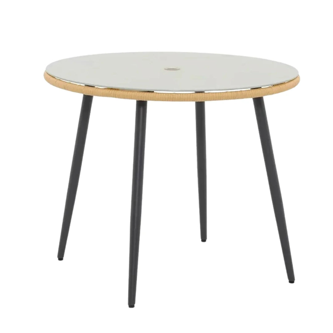 Beatriz 5-Piece Outdoor Patio Dining Set with Rattan Chairs & Glass Top Table