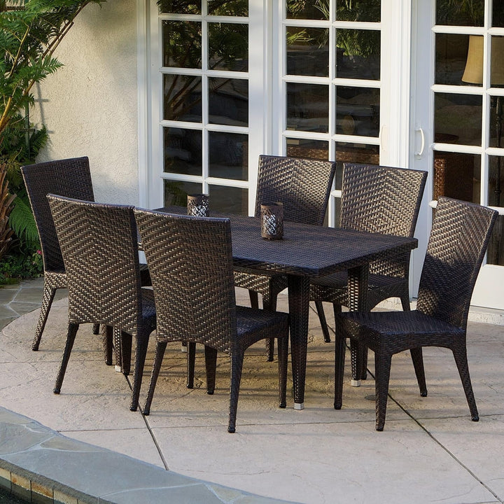 Jumanah Outdoor All-Weather Resistant Rattan Wicker 7-Piece Dining Set