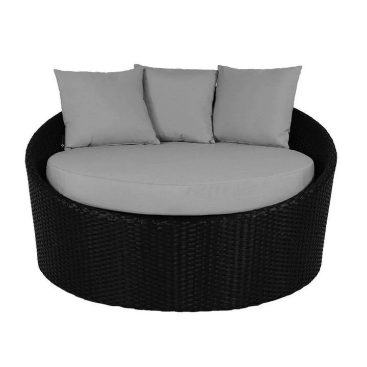 Helene Outdoor Rattan Wicker Daybed with Glass Top Table