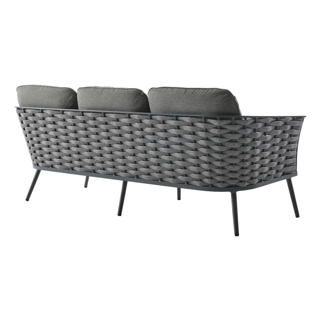 Elvira 4 Piece Outdoor Rope Sofa Set with Wooden Top Table