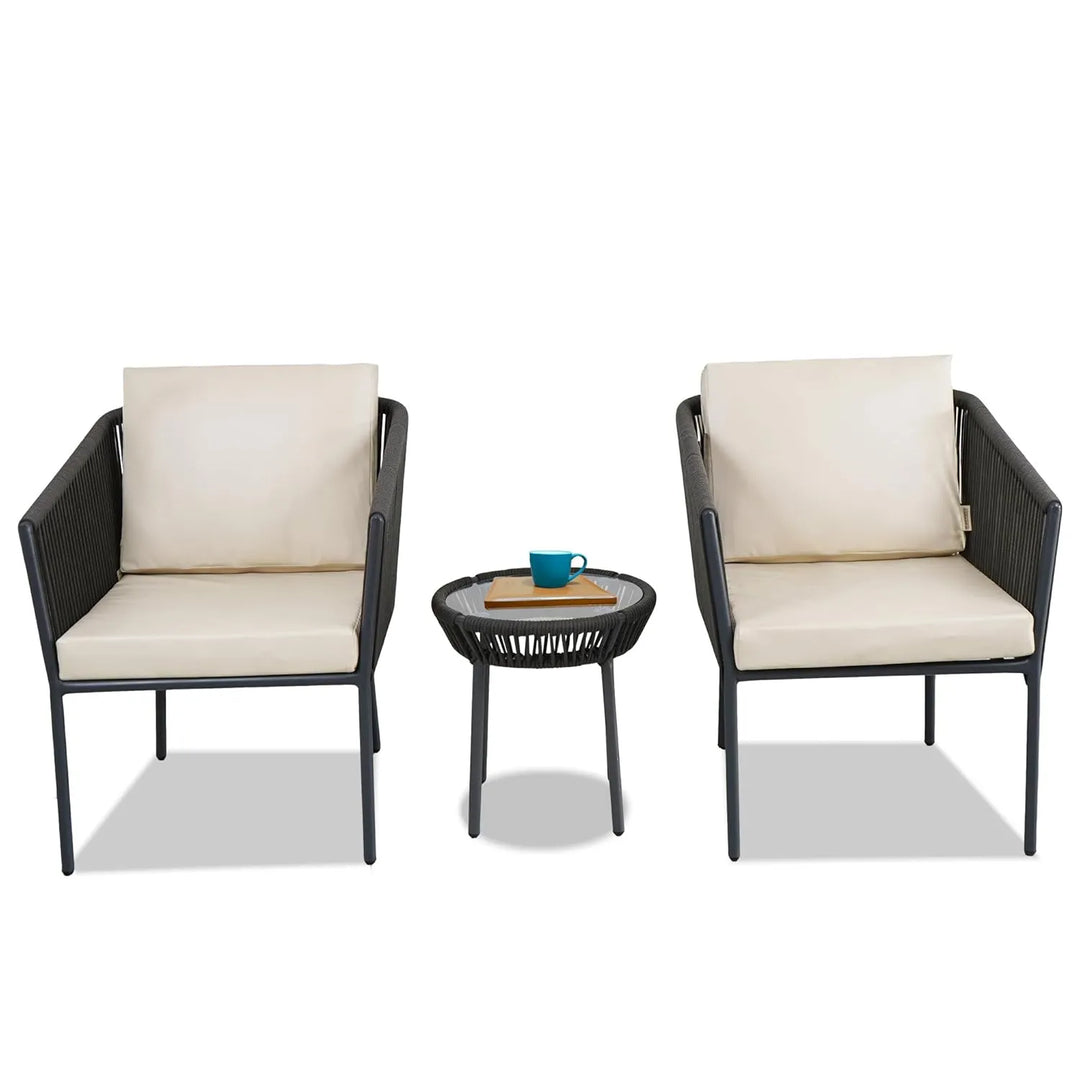 Nerida Outdoor Rope Patio Set with Glass Top Table