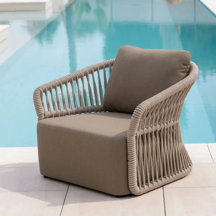 Aurelia 4-Piece Outdoor Braid & Rope Sofa Set (Beige & Dark Cream)