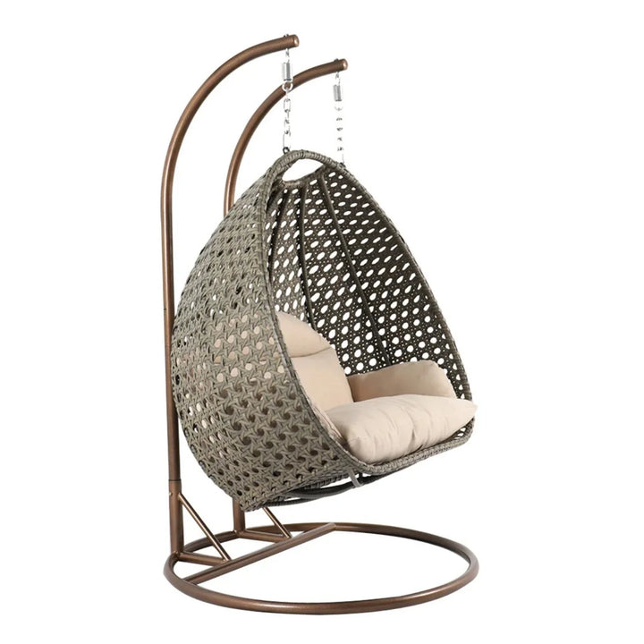 Baozhai Double Seater Hanging Swing Chair (Dark Brown/Cream)