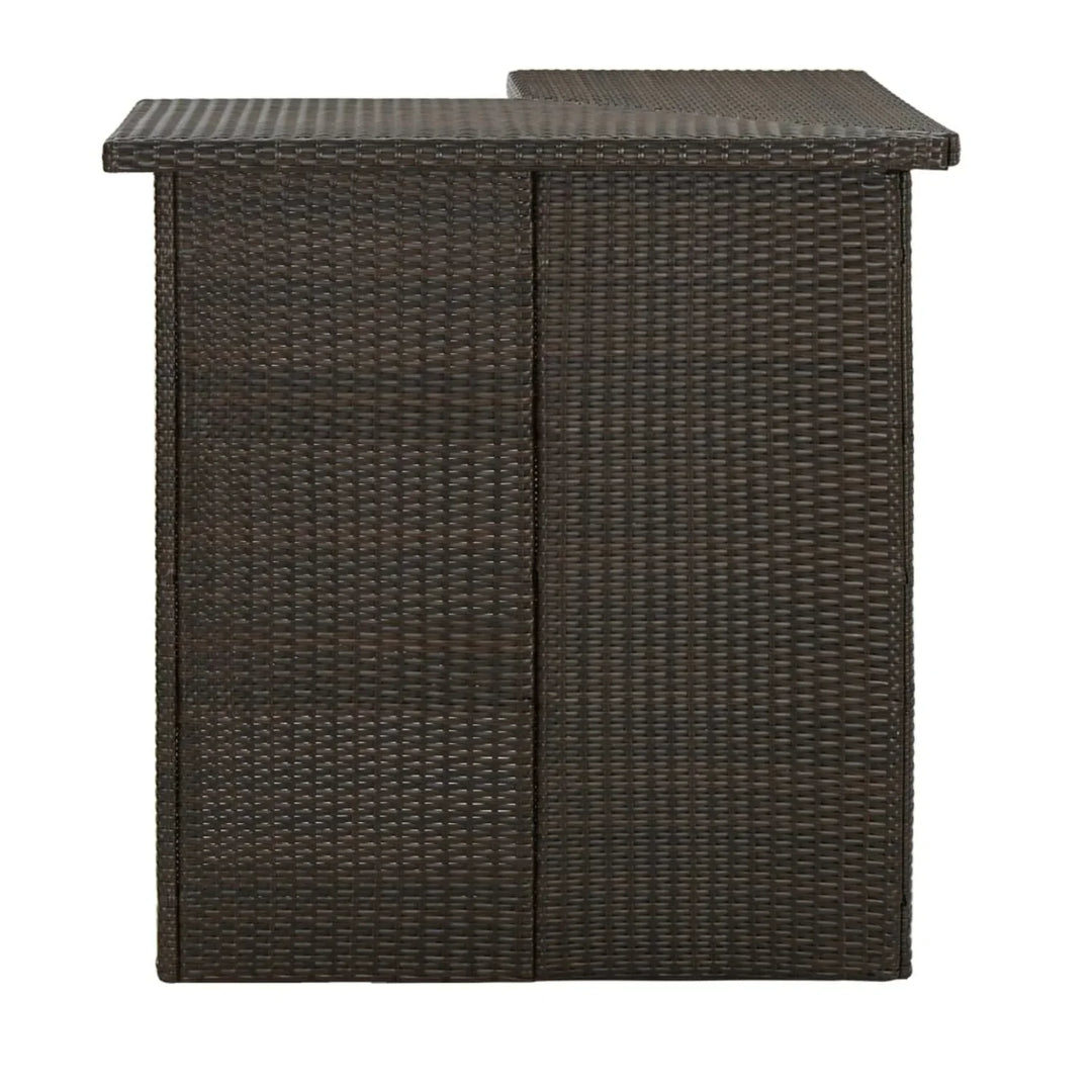 Nieves Outdoor Rattan Wicker Bar Table With Storage Selves