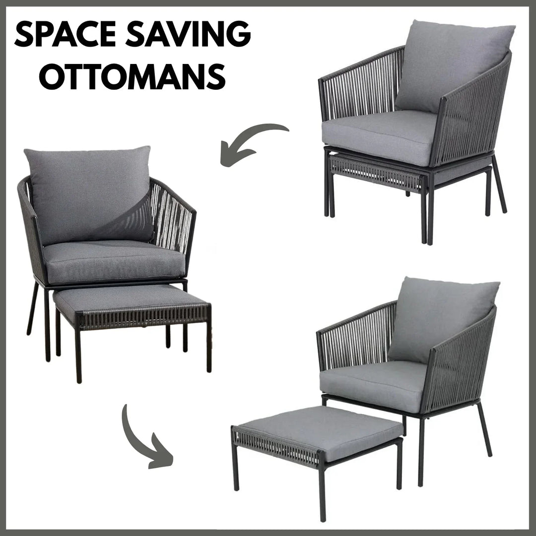 Harini Outdoor 5 Piece Rope Patio Sofa Set (Grey)