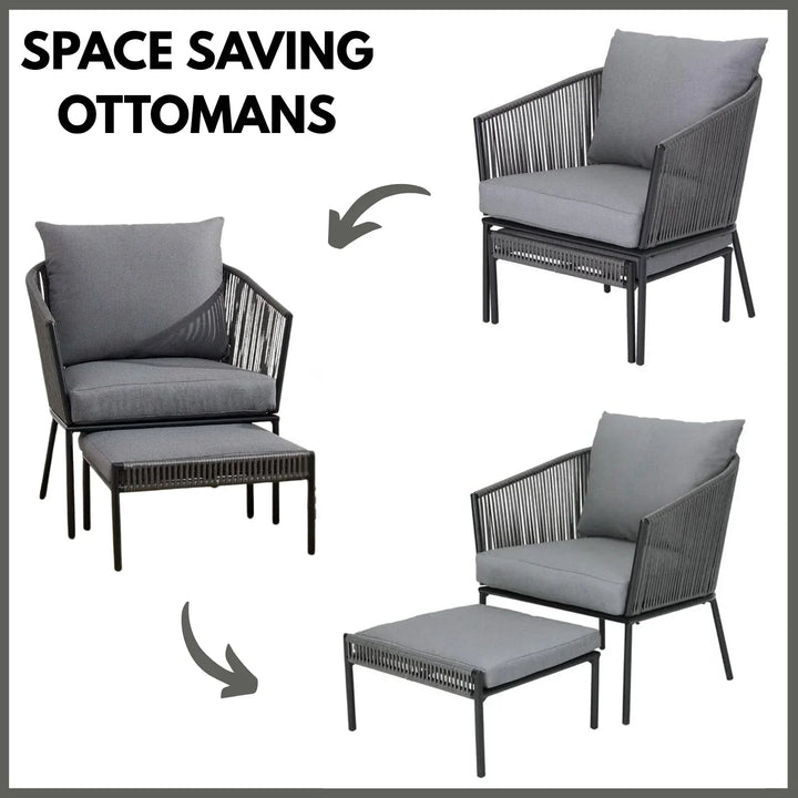 Harini Outdoor 5 Piece Rope Patio Sofa Set (Grey)