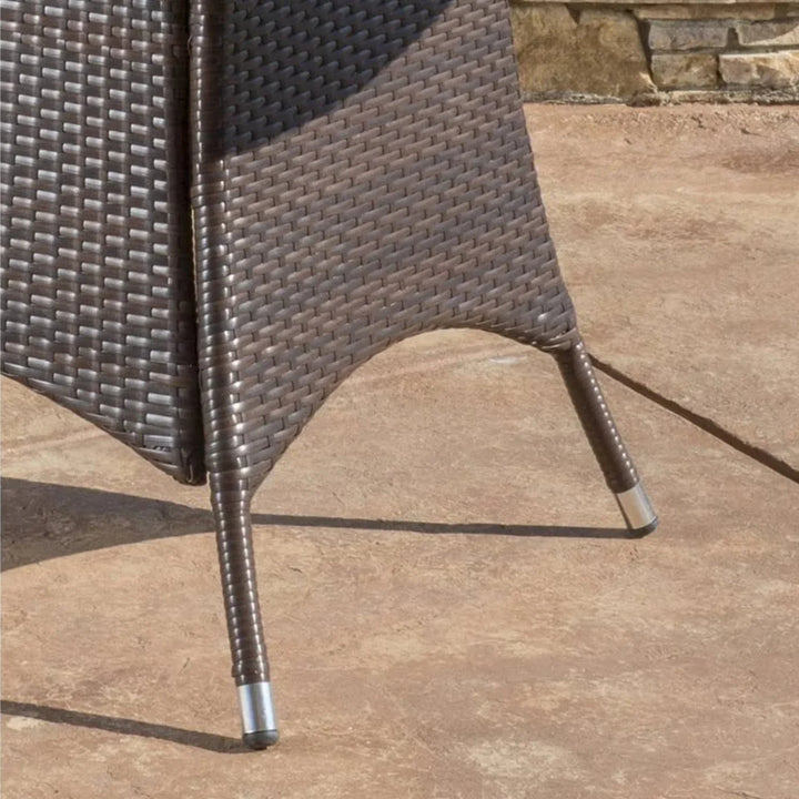 Chitra Outdoor All-Weather Rattan Wicker Round Coffee Table (Dark Brown)