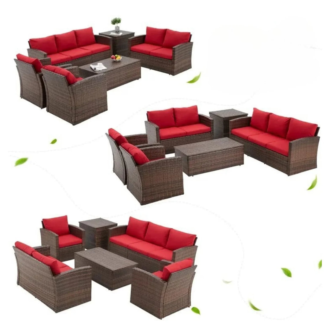 Poorvi Outdoor 7-Seater Wicker Sectional Sofa Set