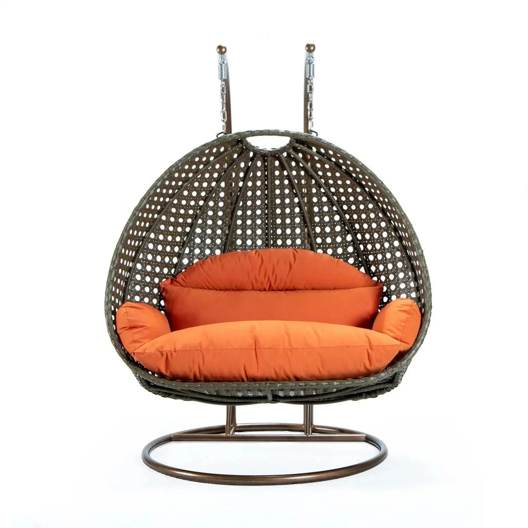 Fang Double Seater Hanging Swing Chair (Dark Brown/Orange)