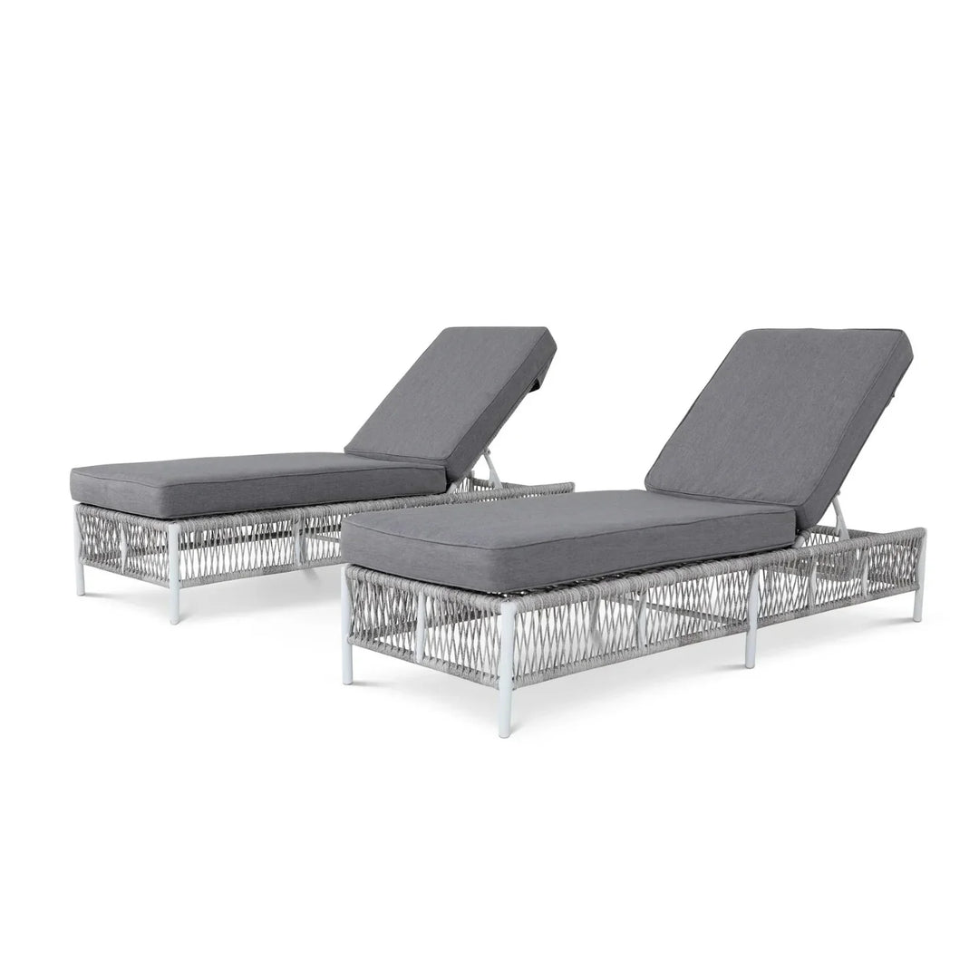 Fiora Outdoor Rope Lounge Chairs Set of 2 with Thick Cushions