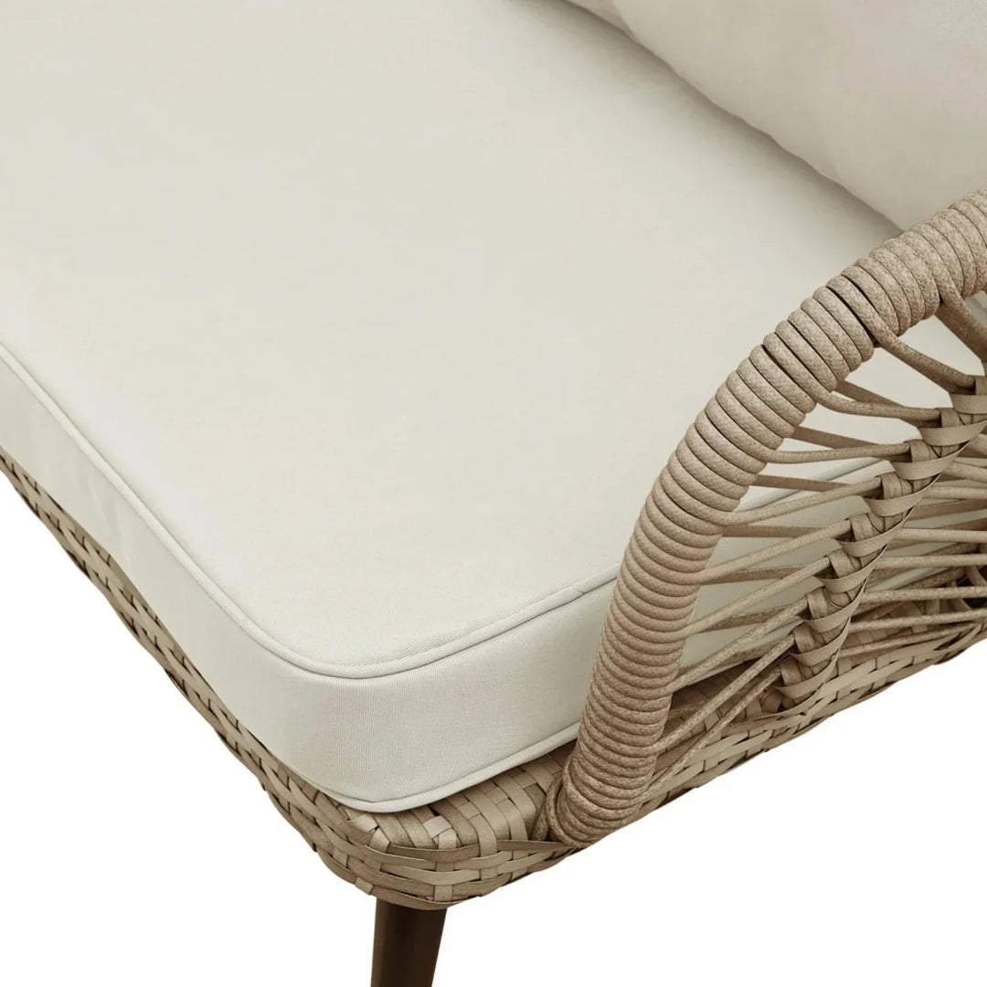 Juno Outdoor Rope Conversation Patio Sofa Set (Beige/Cream)