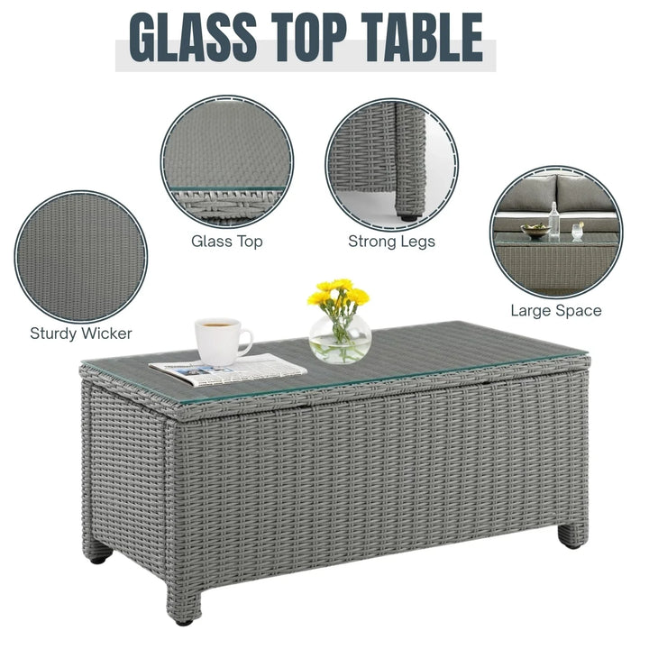 Vittoria 7 Piece Outdoor Wicker Conversation Furniture Set