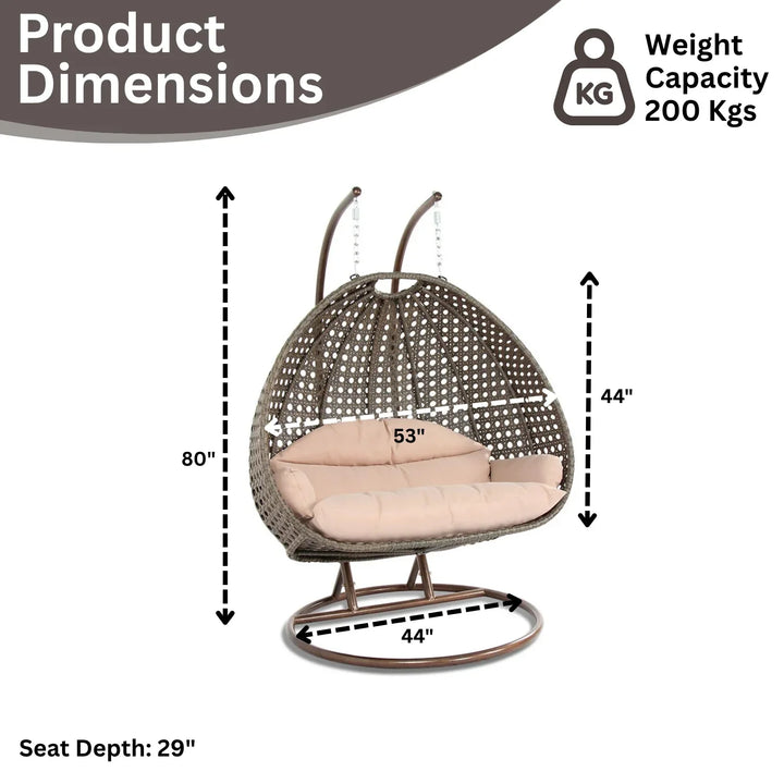 Baozhai Double Seater Hanging Swing Chair (Dark Brown/Cream)