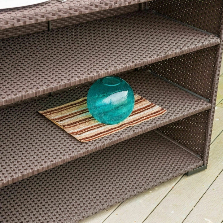 Niharika 7-Piece Outdoor Rattan Wicker Bar Set with Wicker Top Table