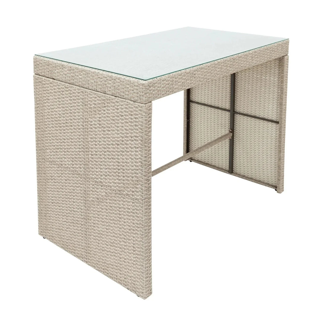 Natsuki 5-Piece Outdoor Rattan Wicker Bar Set with Glass Top Table