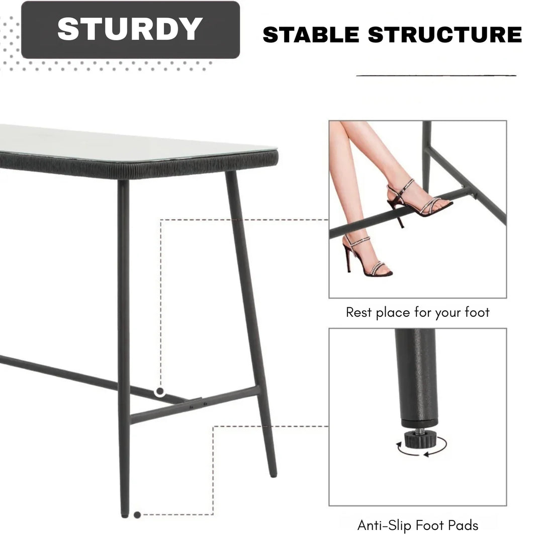 Deepali Premium Outdoor Rope 5-Piece Bar Set With a High-Top Table