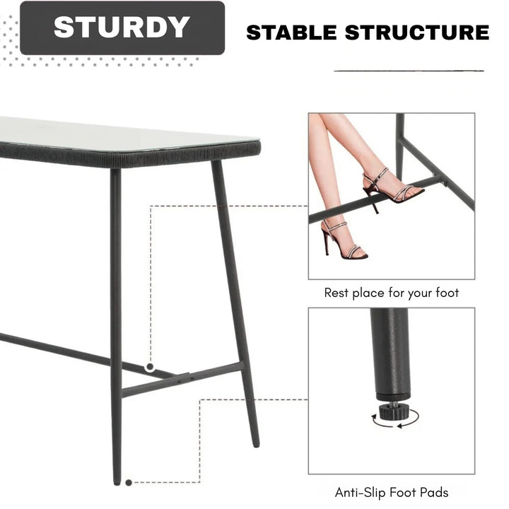 Deepali Premium Outdoor Rope 5-Piece Bar Set With a High-Top Table