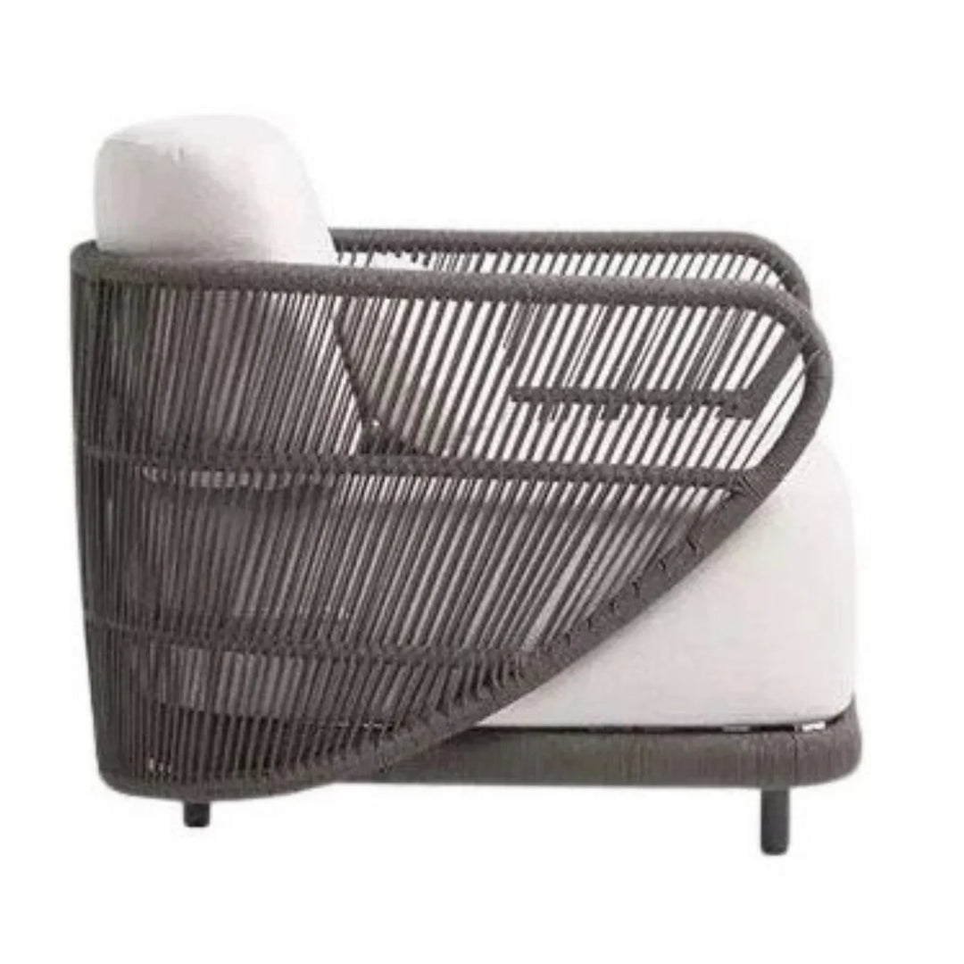 Laken Outdoor Rope 4 Seater Sofa Set With Glass Top Tables