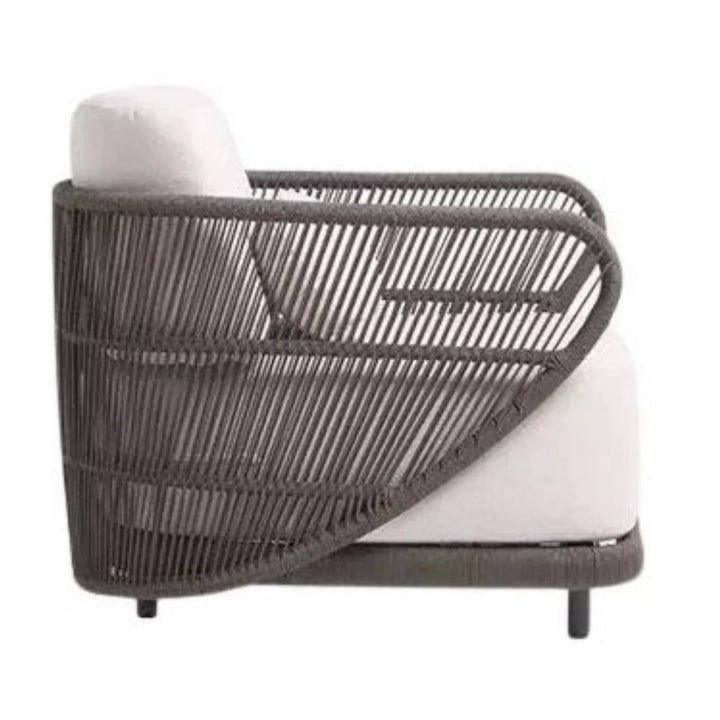 Laken Outdoor Rope 4 Seater Sofa Set With Glass Top Tables